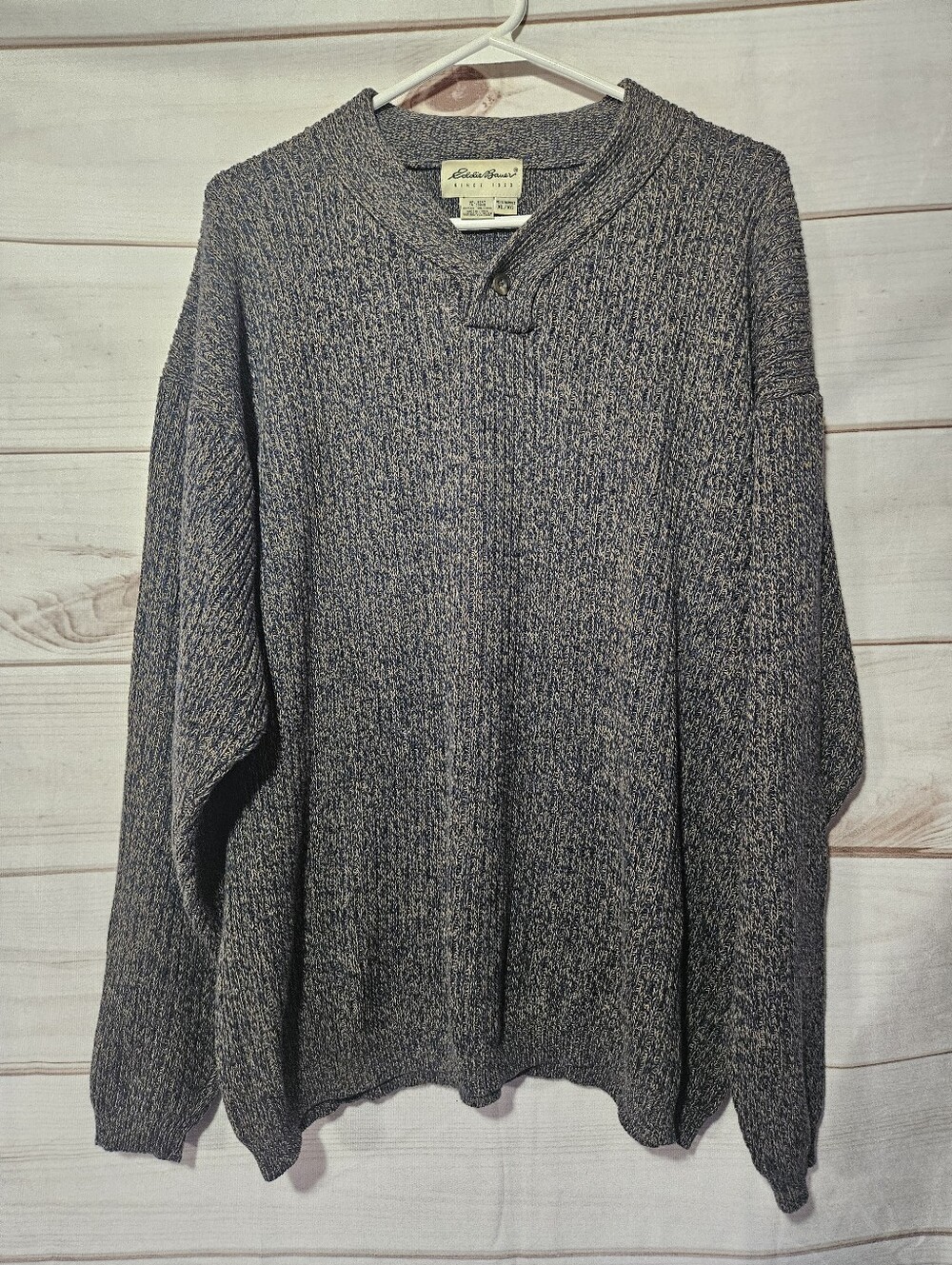 Eddie Bauer Vintage Heavy Cotton Mock Neck Knit Sweater Mens XL